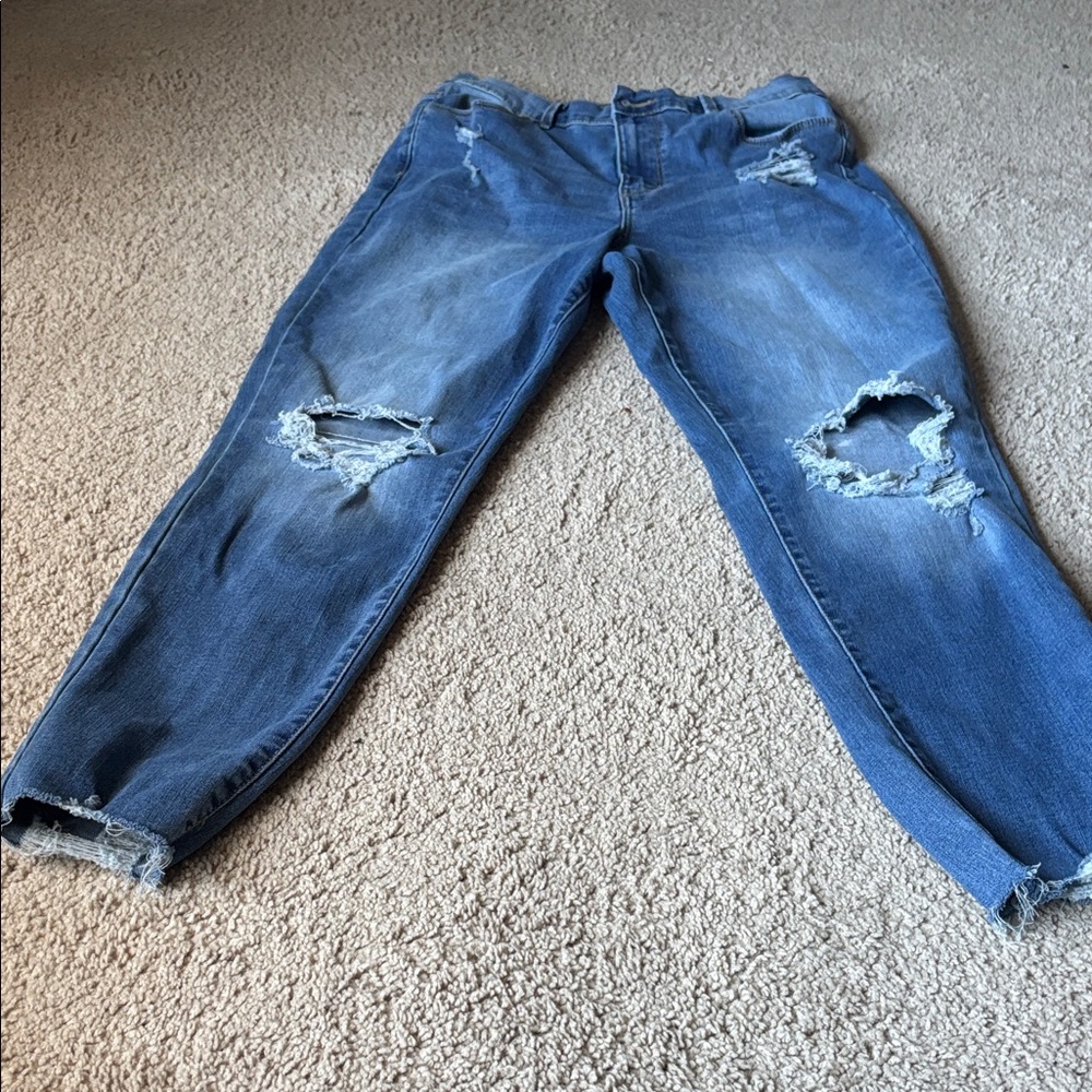 No Boundaries Blue Distressed Boyfriend Jeans